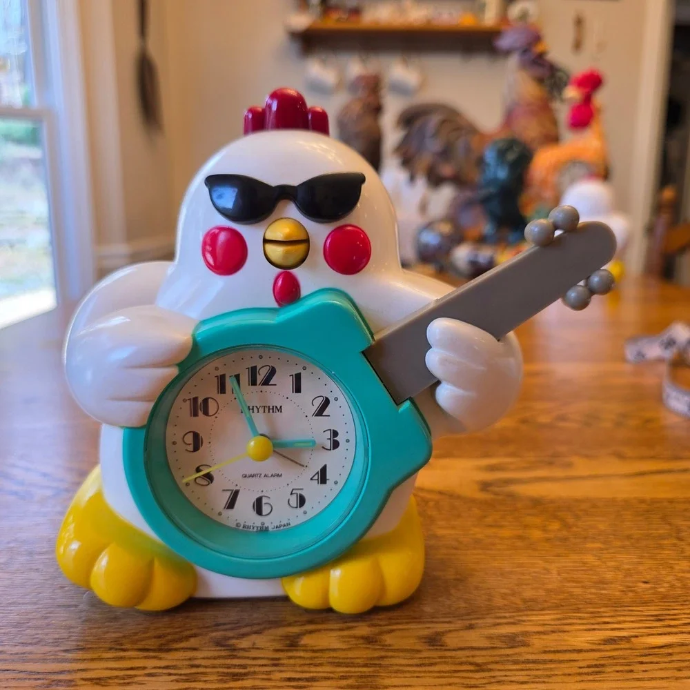 Vintage 90s Rock n Roll Chicken Rhythm Japan Guitar Alarm Clock‎ Rare Tested